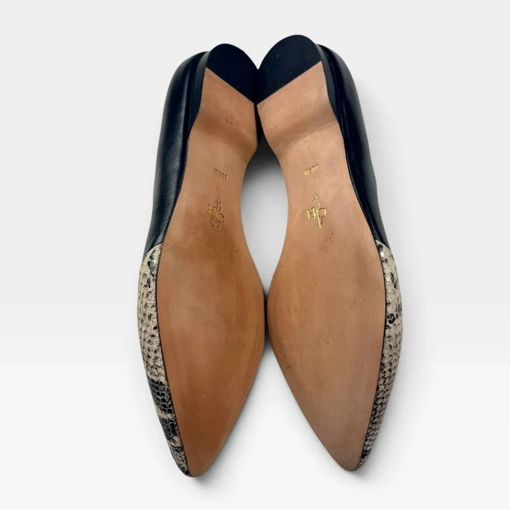 Cole Haan Amalia Skimmer Flats Womens 10.5 Black Snake Print D'Orsay Excellent
